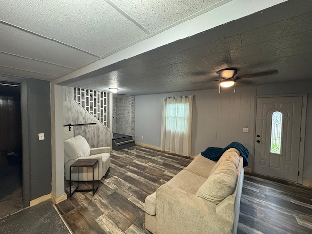 815 6th St N, New Ulm, MN 56073 - living area with stairs, wood finished floors, and ceiling fan