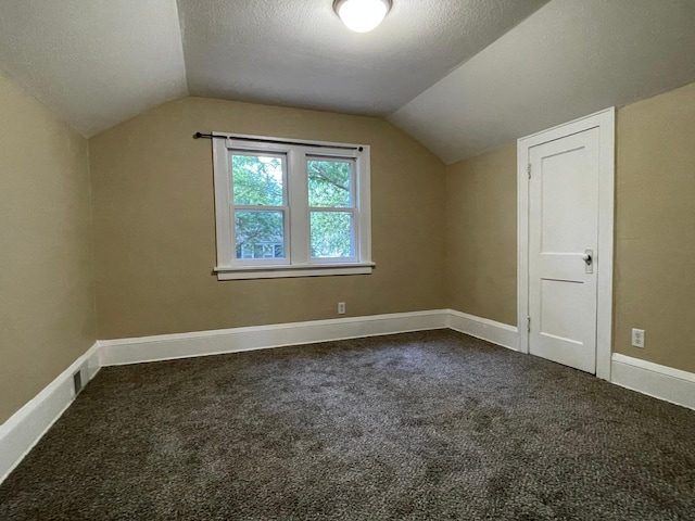 482 Edmund Ave, Saint Paul, MN 55103 - bonus room with dark carpet, lofted ceiling, and a textured ceiling