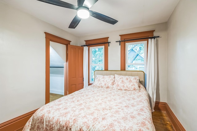 3331 34th Ave S, Minneapolis, MN 55406 - bedroom with dark wood finished floors and ceiling fan