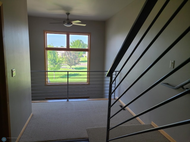 4394 46th Ave S Unit B, Fargo, ND 58104 - stairway featuring carpet floors and a ceiling fan