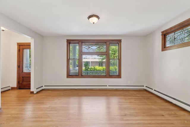 704-706 Holly Ave, Saint Paul, MN 55104 - spare room featuring a baseboard heating unit and light wood finished floors