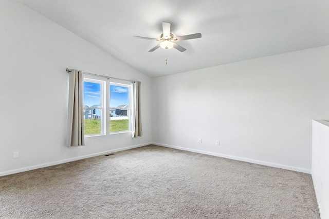 39685 Fallbrook Ave, North Branch, MN 55056 - carpeted spare room with vaulted ceiling and ceiling fan