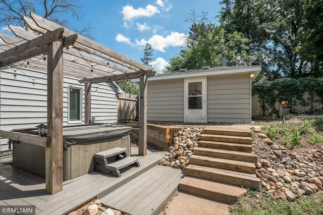 3308 Chippewa Rd, Minnetonka, MN 55305 - deck with a hot tub and a pergola