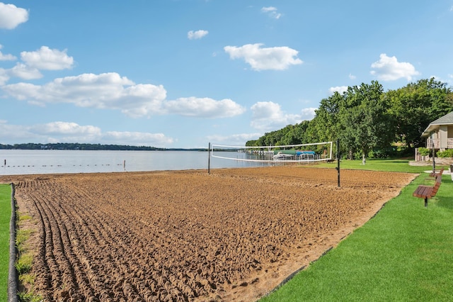 5912 Bartlett Blvd, Mound, MN 55364 - view of community with volleyball court, a water view, and a lawn