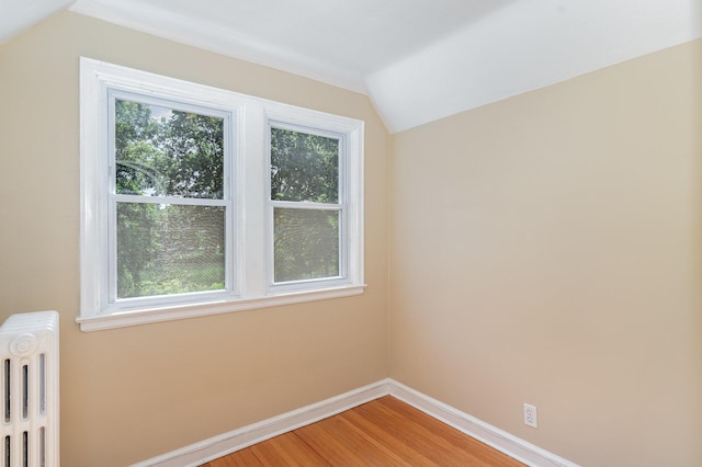 4340 Oakland Ave, Minneapolis, MN 55407 - bonus room featuring radiator heating unit, lofted ceiling, and light wood-style floors