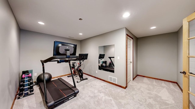 1404 8th St NW, Kasson, MN 55944 - workout area featuring recessed lighting and carpet flooring