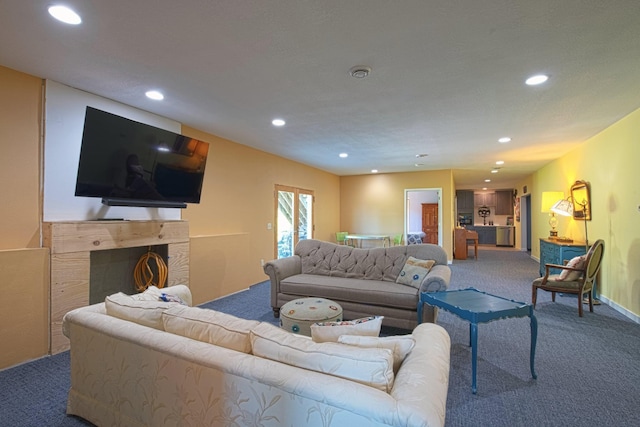 10199 330th St W, Northfield, MN 55057 - carpeted living area featuring recessed lighting and a fireplace