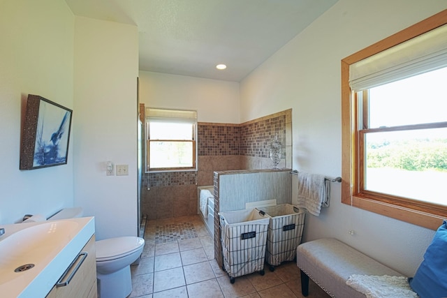 10199 330th St W, Northfield, MN 55057 - full bathroom featuring tile patterned floors, a walk in shower, and vanity
