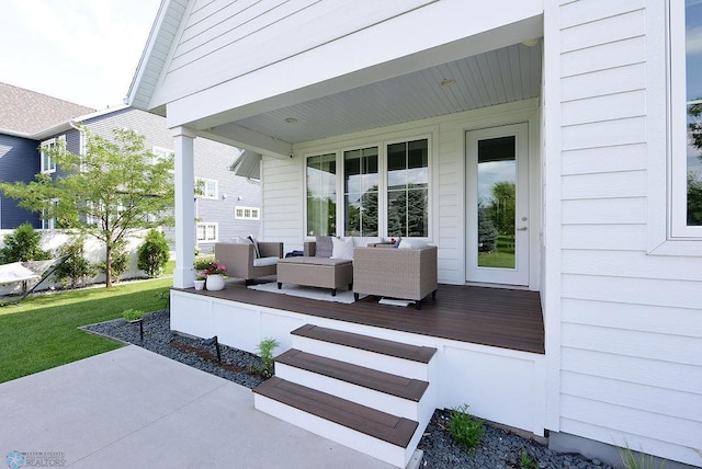 2630 2nd St E, Fargo, ND 58078 - view of patio / terrace with an outdoor living space and a deck