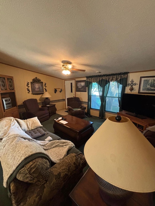 2126 3rd Ave NW Unit 80, Owatonna, MN 55060 - living area featuring a textured ceiling and ceiling fan