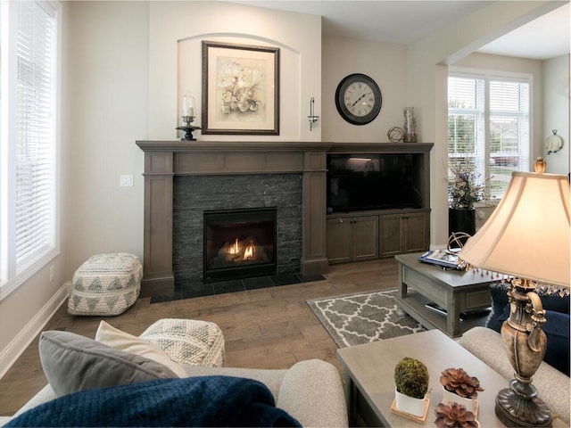 13324 Hillsboro Ave, Savage, MN 55378 - living area with wood finished floors and a fireplace