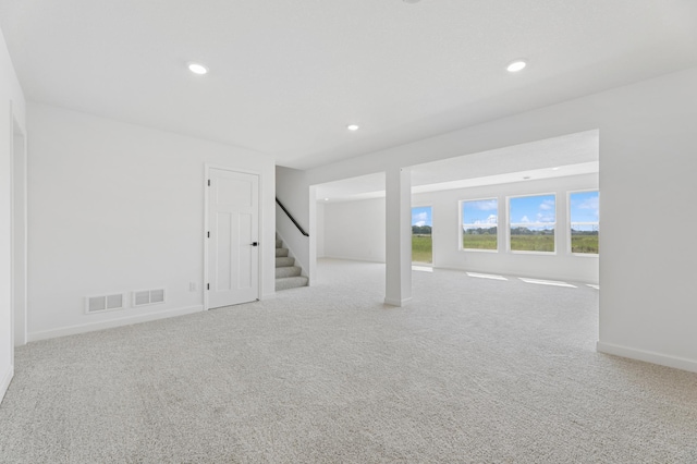 9863 49th St NE, Saint Michael, MN 55376 - carpeted spare room featuring stairs and recessed lighting