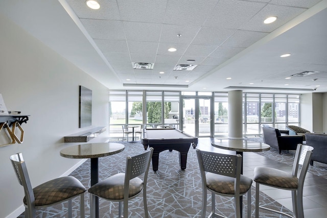 929 Portland Ave Unit 2510, Minneapolis, MN 55404 - dining room featuring billiards table, a drop ceiling, recessed lighting, and a tray ceiling