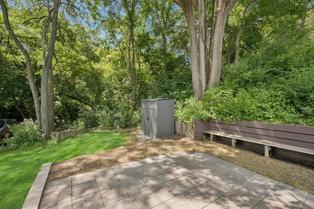 1818 1st St N, Stillwater, MN 55082 - deck with a patio, a lawn, and an outdoor structure