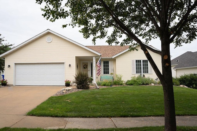 2518 Parkhill Ln SW, Rochester, MN 55902 - ranch-style house featuring concrete driveway, a front lawn, and a garage
