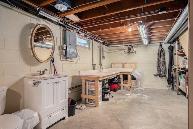 501 Central Ln, Luverne, MN 56156 - basement with a sink and electric panel
