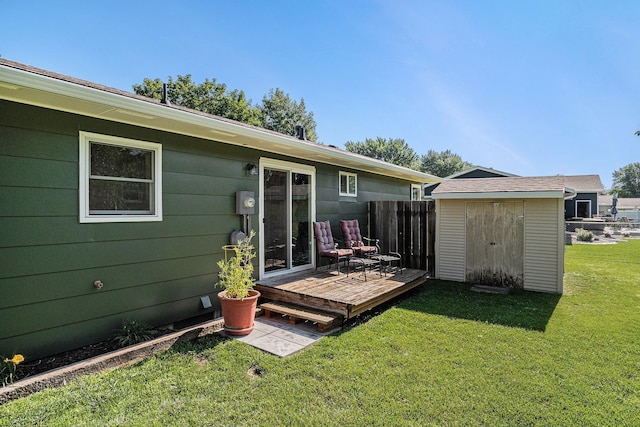 501 Central Ln, Luverne, MN 56156 - back of house with a storage shed and a wooden deck
