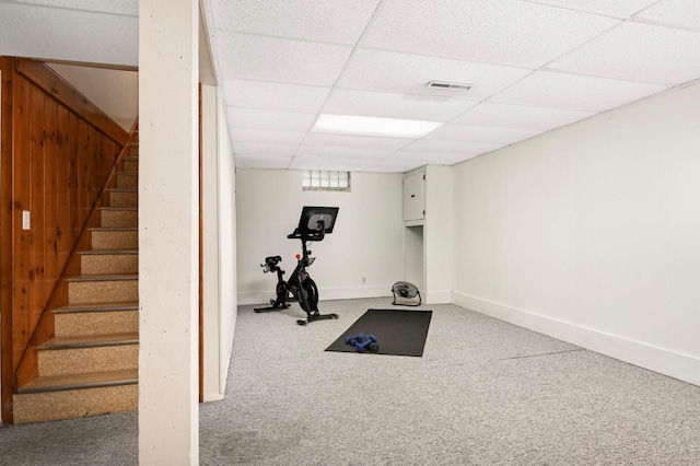 579 36th Ave NE, Minneapolis, MN 55418 - workout area featuring carpet flooring and a paneled ceiling
