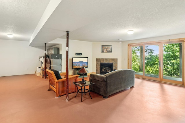 31338 Oasis Rd, Center City, MN 55012 - living area with a textured ceiling and a tiled fireplace