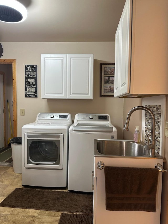 406 State 6 S, Remer, MN 56672 - laundry room featuring cabinet space and washing machine and clothes dryer