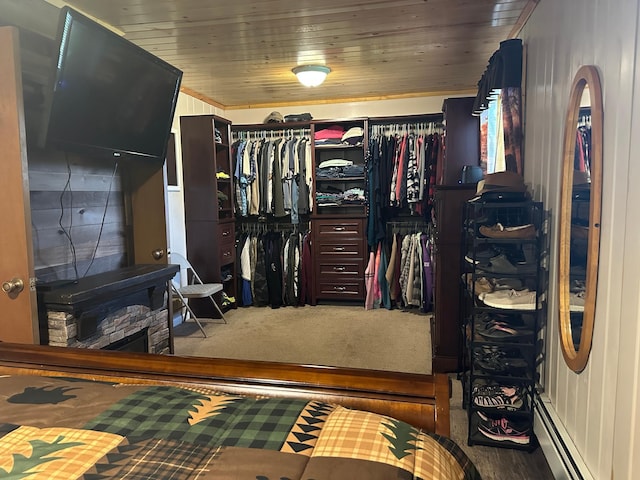406 State 6 S, Remer, MN 56672 - spacious closet featuring carpet floors and a baseboard heating unit