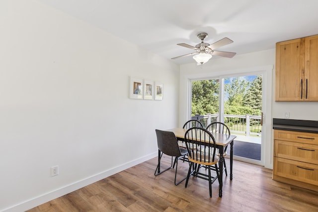 3205 Adair Ave NE, Buffalo, MN 55313 - dining space with a ceiling fan and wood finished floors