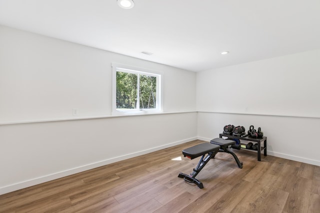 3205 Adair Ave NE, Buffalo, MN 55313 - workout room featuring wood finished floors and recessed lighting