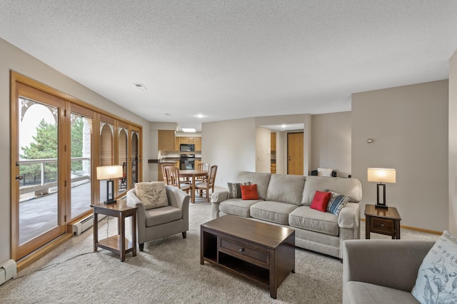 14575 Burma Ave W Unit 205, Rosemount, MN 55068 - living area featuring light carpet, a textured ceiling, and a baseboard heating unit