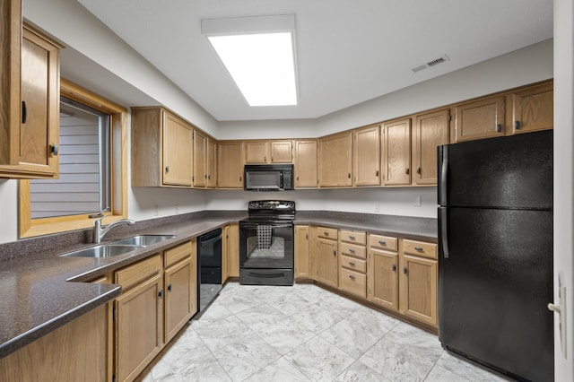 14575 Burma Ave W Unit 205, Rosemount, MN 55068 - kitchen featuring black appliances, light marble finish flooring, and dark countertops