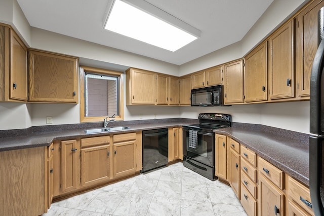 14575 Burma Ave W Unit 205, Rosemount, MN 55068 - kitchen with black appliances, light marble finish floors, and dark countertops