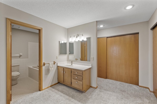 14575 Burma Ave W Unit 205, Rosemount, MN 55068 - full bath featuring vanity, a textured ceiling, a bath, recessed lighting, and carpet flooring