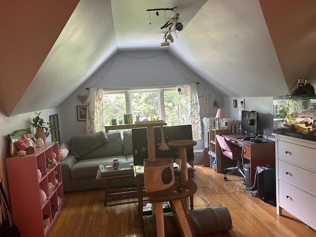 1636 Minnehaha Ave W, Saint Paul, MN 55104 - office space with hardwood / wood-style flooring and vaulted ceiling