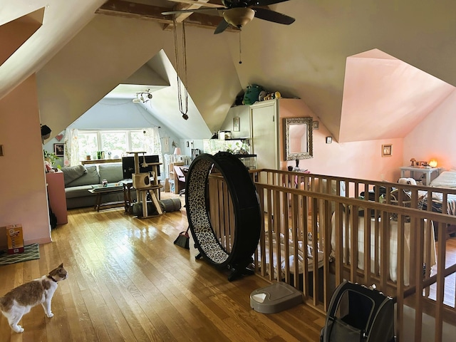 1636 Minnehaha Ave W, Saint Paul, MN 55104 - additional living space featuring a ceiling fan, wood-type flooring, and lofted ceiling