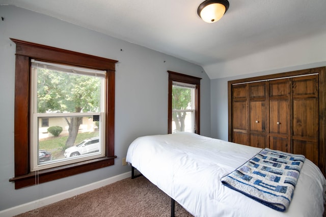 517 Elm St, Mankato, MN 56001 - bedroom with vaulted ceiling, carpet flooring, and a closet