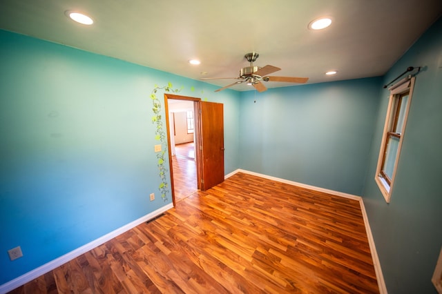 415 Minnesota Ave S, Oronoco, MN 55960 - empty room featuring wood finished floors, recessed lighting, and ceiling fan