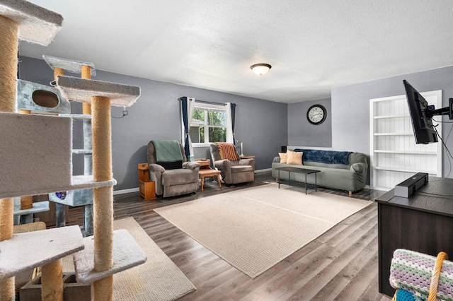 400 Mill St, Loyal, WI 54446 - living room featuring wood finished floors and a textured ceiling