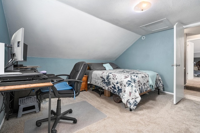 400 Mill St, Loyal, WI 54446 - bedroom with attic access, an office area, carpet, and vaulted ceiling