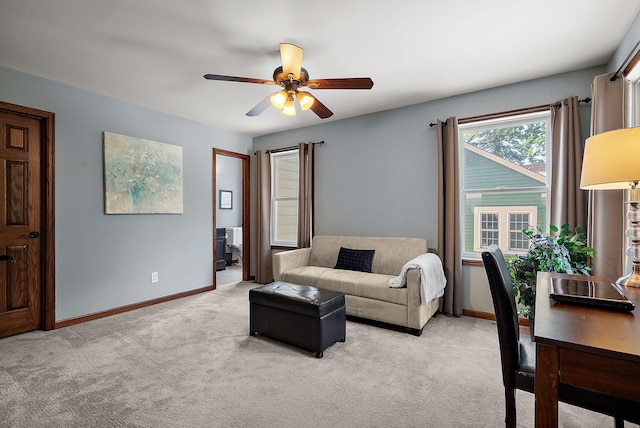 4407 Curve Ave, Edina, MN 55424 - living room with light carpet and ceiling fan