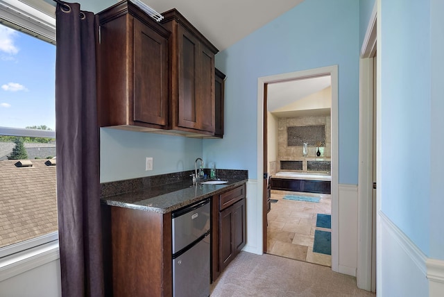 4407 Curve Ave, Edina, MN 55424 - indoor wet bar featuring refrigerator and light carpet