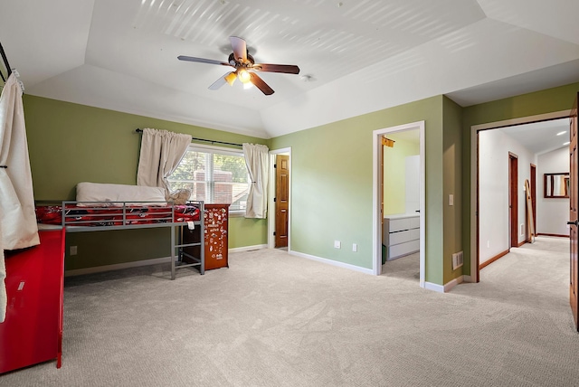 4407 Curve Ave, Edina, MN 55424 - bedroom featuring lofted ceiling, carpet floors, and ceiling fan
