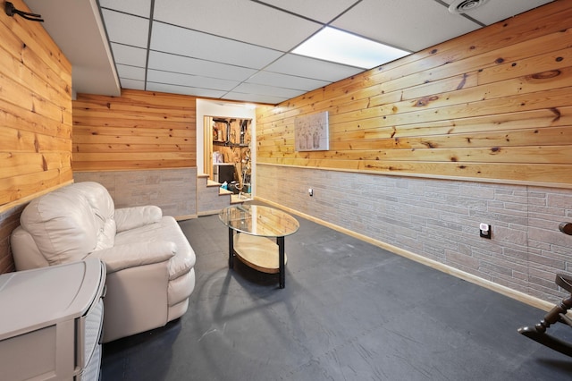 5100 16th St NE, Minden Twp, MN 56379 - sitting room with wooden walls and a paneled ceiling