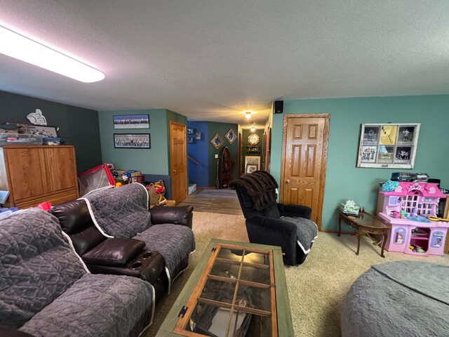 1420 4th St SW, Wadena, MN 56482 - living room with carpet floors and a textured ceiling