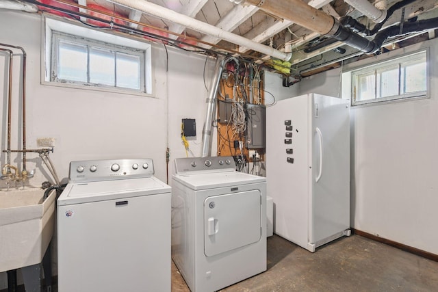 1108 16th Ave SE, Minneapolis, MN 55414 - laundry room with washing machine and clothes dryer, plenty of natural light, and electric panel