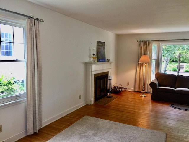 5505 Morgan Ave S, Minneapolis, MN 55419 - living room featuring plenty of natural light, a tiled fireplace, and wood finished floors
