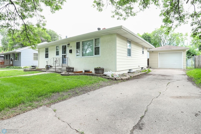 414 21st Ave N, Fargo, ND 58102 - single story home with driveway, a garage, a front yard, and an outdoor structure