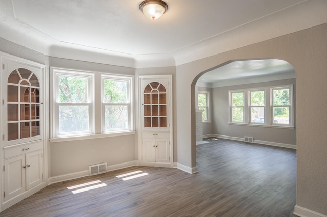3410 Dupont Ave N, Minneapolis, MN 55412 - empty room featuring arched walkways and dark wood-type flooring