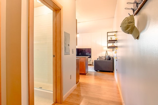 521 2nd St SE Unit 307, Minneapolis, MN 55414 - corridor with light wood-style flooring and electric panel