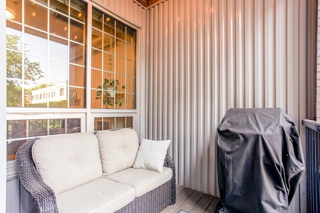 521 2nd St SE Unit 307, Minneapolis, MN 55414 - balcony featuring a grill and an outdoor hangout area