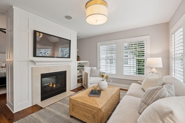 4622 Drexel Ave, Edina, MN 55424 - living room with dark wood-style floors and a premium fireplace