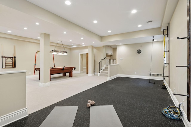 4622 Drexel Ave, Edina, MN 55424 - workout room featuring recessed lighting and billiards table